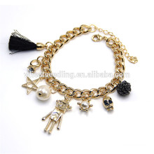 customized diy star skull robot pendant young diffuser fancy chain bracelet for girls